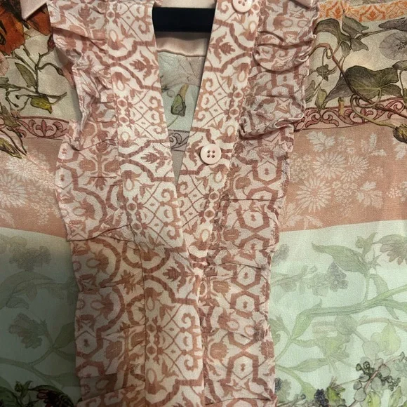 Alice + Olivia Multicolor Blouse with Pink Collar - Picture 5 of 11